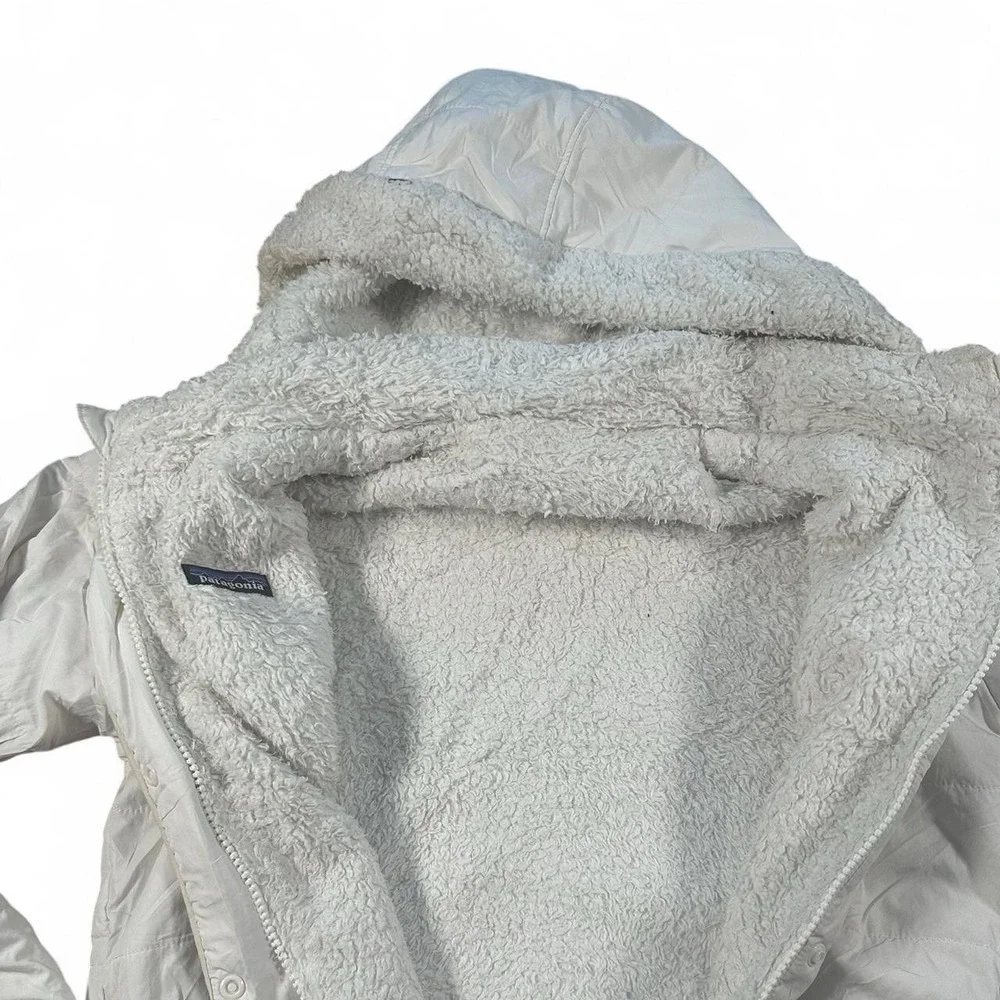 Patagonia Youth Kids White Down Reversible Sherpa Puffer Jacket XL